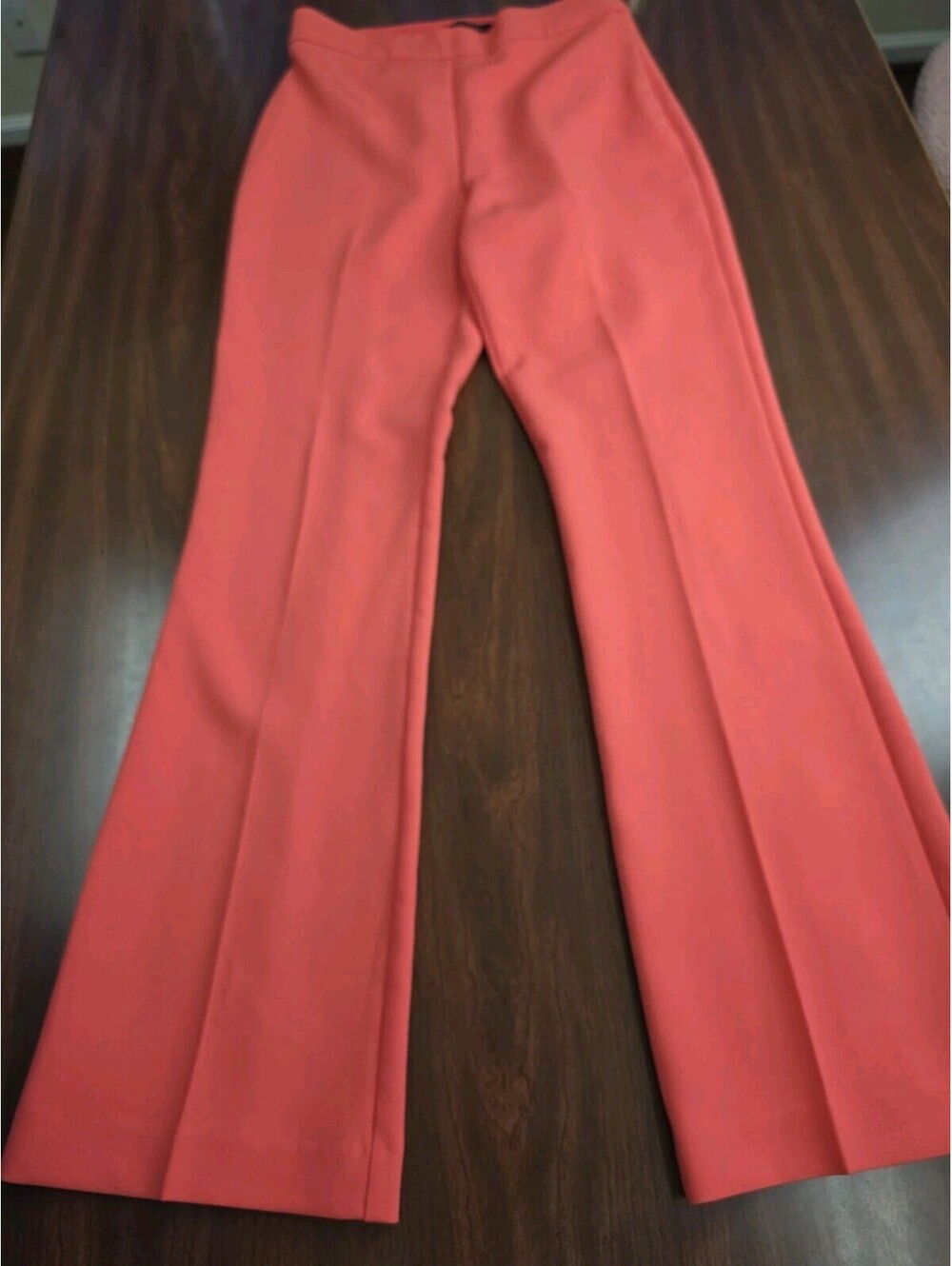 Ann Taylor Coral Dress Pants Size 4 High Rise Wide Leg Corporate Chic Trousers
